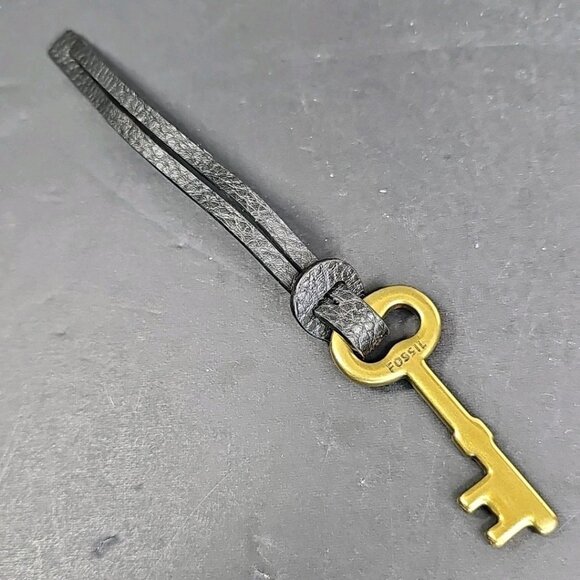 Fossil Purse Brass Key Charm With Brown Leather - Picture 1 of 4